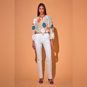 Tucker NYC The Classic Blouse | Blush Mint Poppies